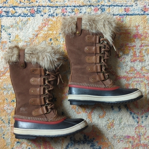 Sorel Joan Of Arctic Waterproof Suede Leather Faux Fur Trim Rubber Snow Boots 8 - Picture 9 of 16